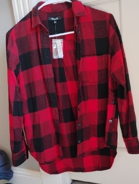 Madewell Flannel Side-Button Oversized Ex-Boyfriend Shirt
